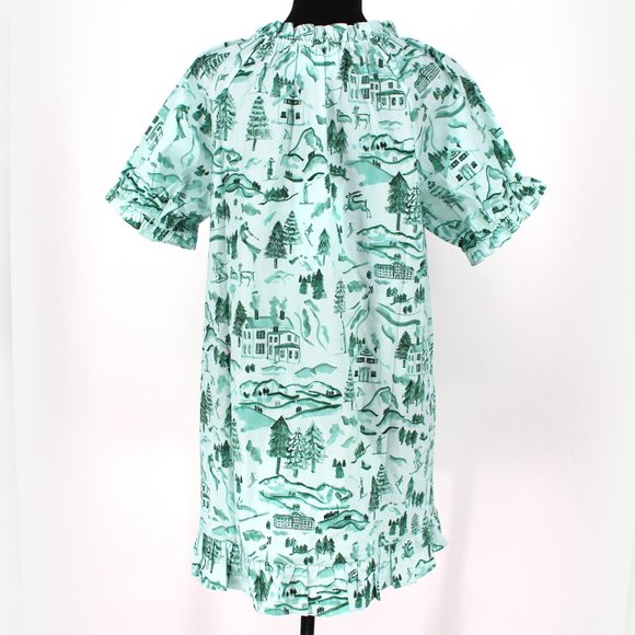 Hill House Home Katherine Nap Dress Ski Chalet Mini Ruffle Trim Green Medium NEW - Picture 7 of 8
